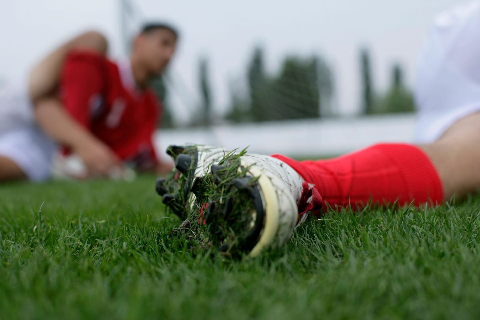 Close-up of the molded studs on the sole of a soccer cleat