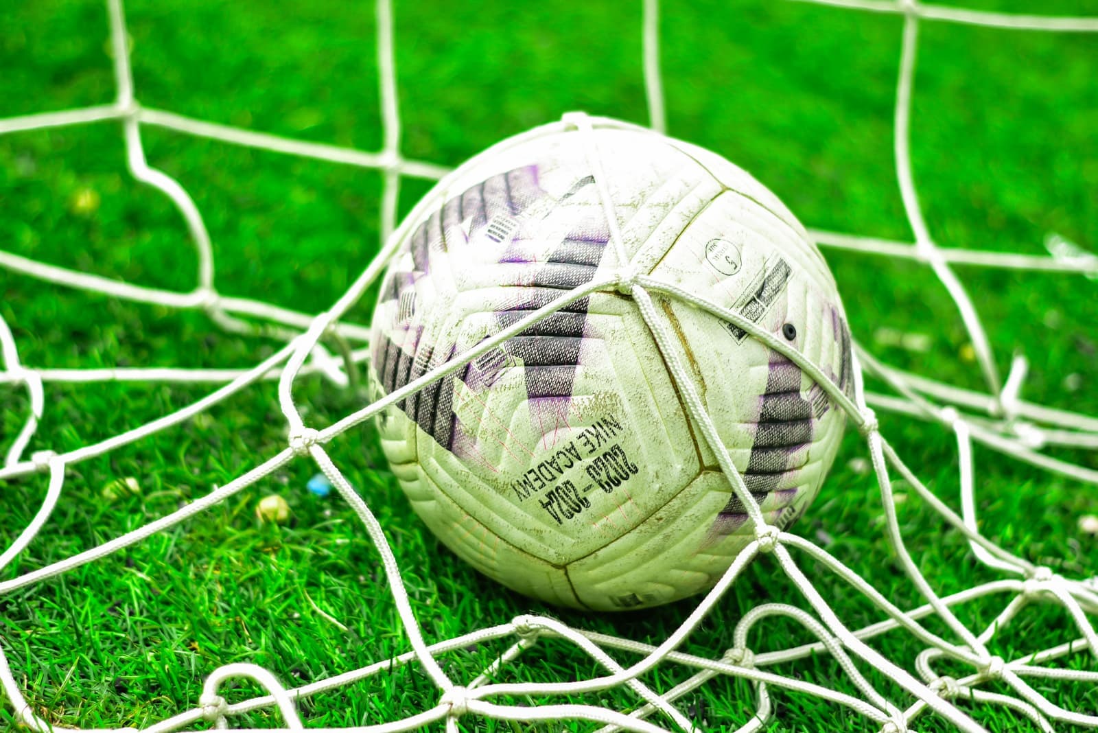 A pop-up soccer goal on grass