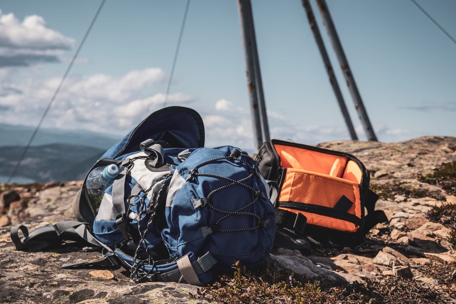 A sports backpack with equipment